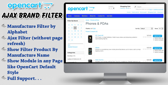 Filtro de marca opencart Ajax