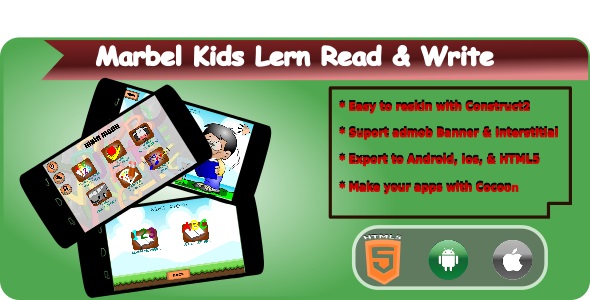 Marble Kids Learning Read & Write ABC – HTML5 Game (Construct 2 & Construct 3)