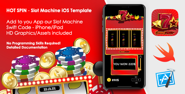 Spin quente – Modelo de aplicativo iOS de máquina de cassino / caça -níqueis