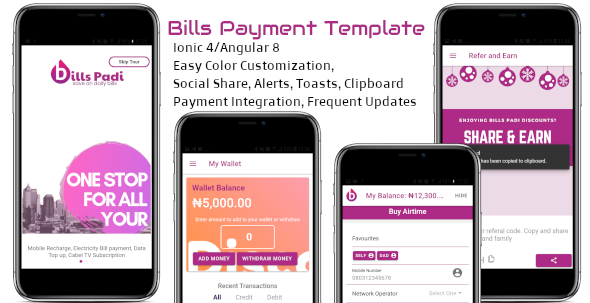 Bills Padi Mobile e Bills Modelo de pagamento