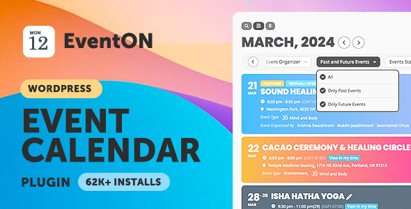 Eventon – Plugin de calendário de eventos do WordPress Virtual