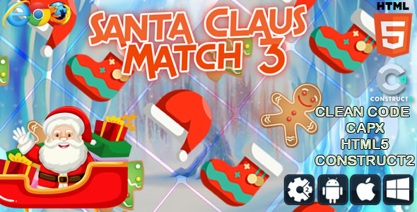 Papai Noel Match 3 – HTML5 Game (CAPX)