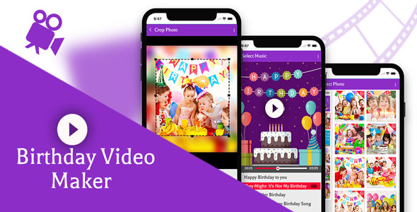 Fabricante de vídeo de aniversário com música – App App + Integração do Facebook