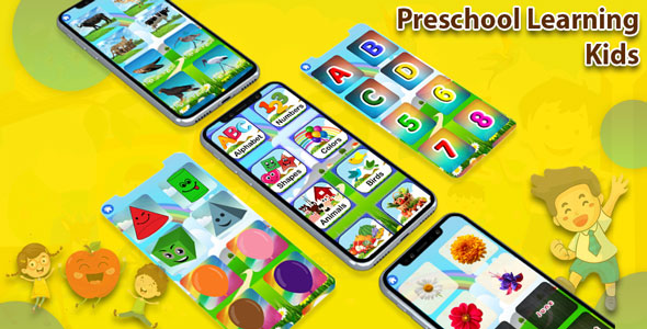 Aprendizagem pré -escolar: crianças ABC, número, cores, dia – App Android + AdMob + Integração do Facebook
