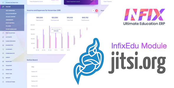 Jitsi Meet Module | Software de sistema de gerenciamento escolar Infixedu