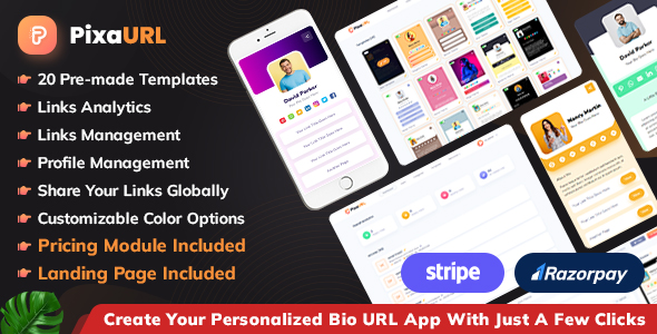 Pixaurl – Execute sua própria plataforma SaaS para construir URL de biografia, mini sites, cartões digitais