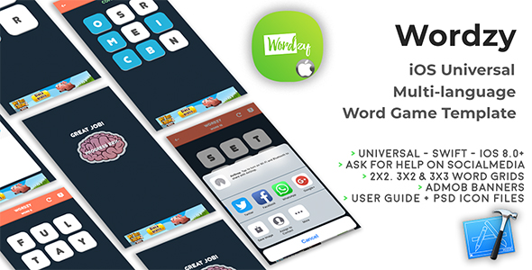 Wordzy | IOS Universal Multi-Language Game Modelo (Swift)