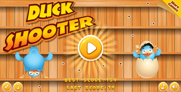 Shooter de pato – jogo html5, versão móvel+admob !!! (Construção 3 | Construto 2 | Capx)