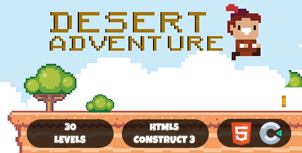 Desert Adventures 30 níveis Construa 3 jogo html5