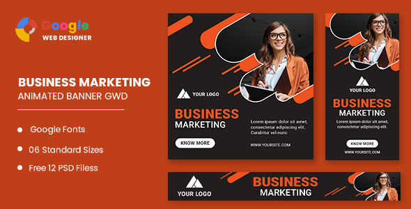 Banner de animação de marketing de negócios Google Web Designer
