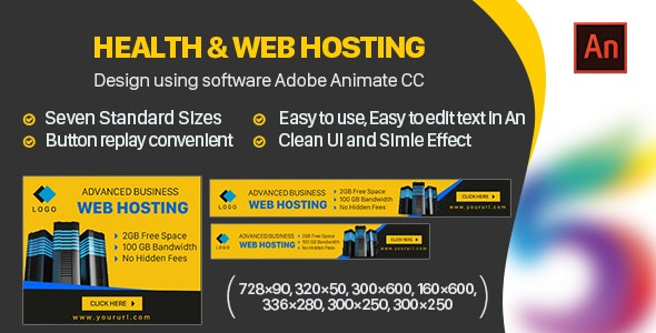 Banners de sites de hospedagem HTML5 – CC animado