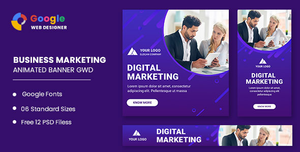 Banner de animação de marketing de negócios Google Web Designer