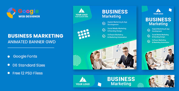 Banner de animação de marketing de negócios Google Web Designer