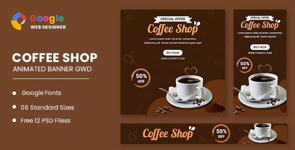 Banner animado de cafeteria Google Web Designer