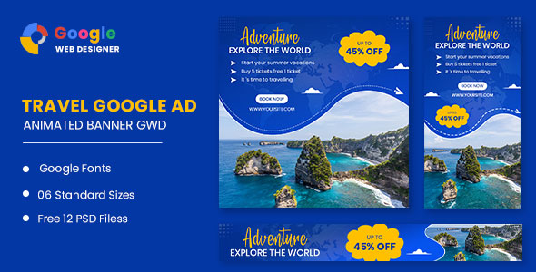 Banner animado de viagem Google Web Designer