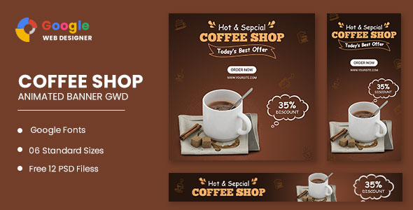 Banner animado de cafeteria Google Web Designer