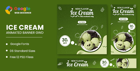 Banner de animação de sorvete Google Web Designer