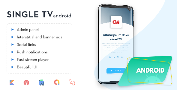 TV única | Aplicativo de streaming de canal único com painel de administração.
