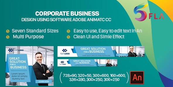 Banners de negócios corporativos HTML5 – CC animado