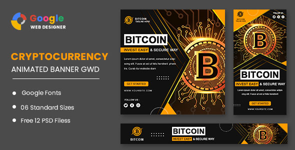 Bitcoin Set Banner animado Google Web Designer