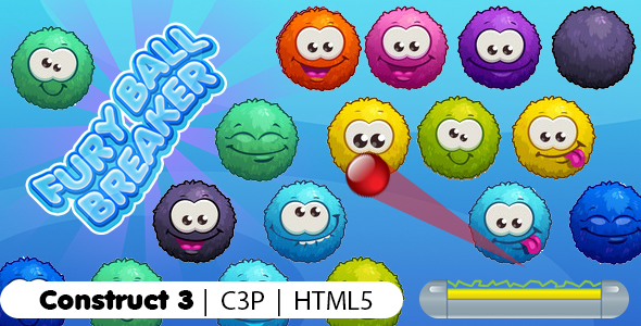 Jogo de quebra de bolas peludas (construto 3 | c3p | html5) jogo de quebra de tijolos