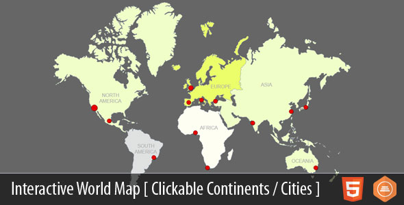 Mapa do mundo interativo com cidades