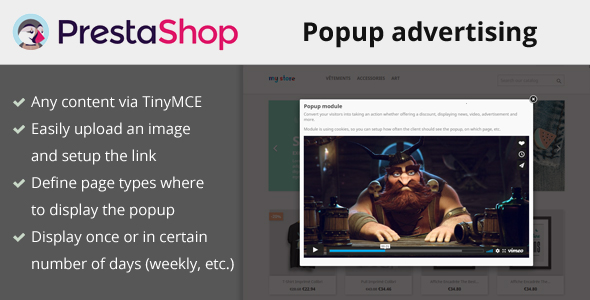 Publicidade pop -up para Prestashop