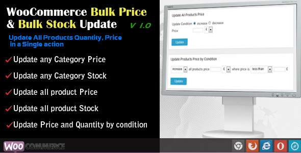 WooCommerce Preço em massa e atualização de quantidade de estoque