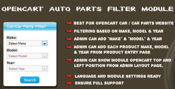 OpenCart Vehicle Peças Finder – Make/Model/Year