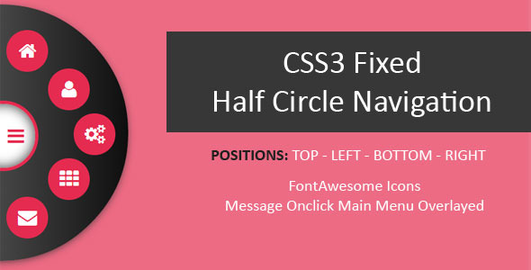 CSS3 Fixed Meio Círculo Navegação