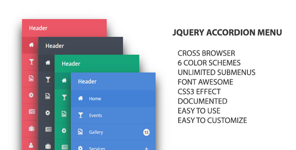 Menu do acordeão do jQuery
