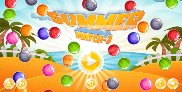 Match -3 de verão – jogo html5 + Android + AdMob (construto 3 | Construct 2 | Capx)