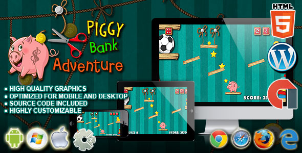 Piggybank Adventure – HTML5 Construct 2 Physic Game