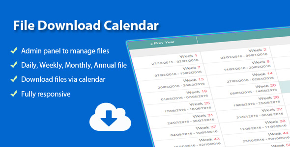 Calendário de download de arquivos