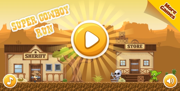 Super Cowboy Run – jogo HTML5, versão móvel+Admob !!! (Construção 3 | Construto 2 | Capx)