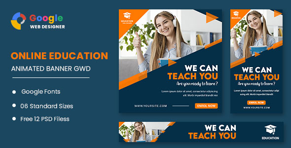 Banner de animação de educação on -line Google Web Designer
