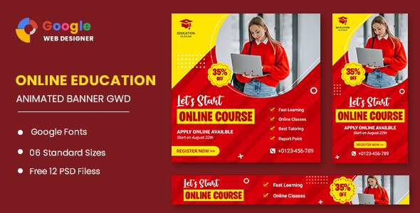 Estudo de curso on -line html5 banner anúncios GWD