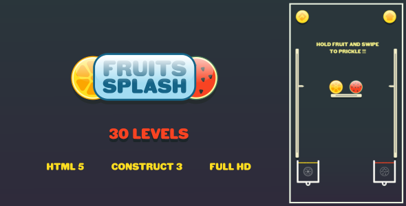 Frutas Splash – jogo HTML5 (Construct3)