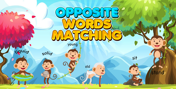 Palavras opostas Combando o jogo de aprendizado de crianças (construto 3 | c3p | html5) jogo educacional