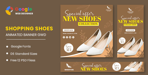 Sapatos femininos html5 banner anúncios gwd