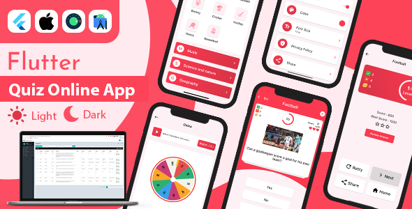 Flutter Geral Knowledge Quiz App com o painel de administrador, o aplicativo completo pronto para publicar