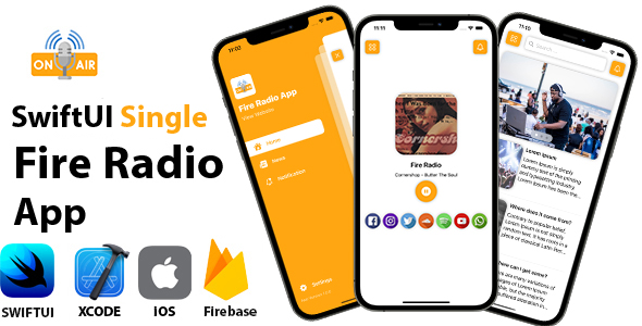 Swiftui Single Fire Radio App | Aplicativo completo do iOS