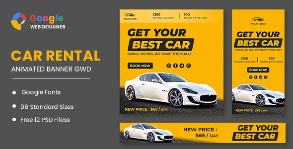 Melhor carro de aluguel html5 banner anúncios gwd