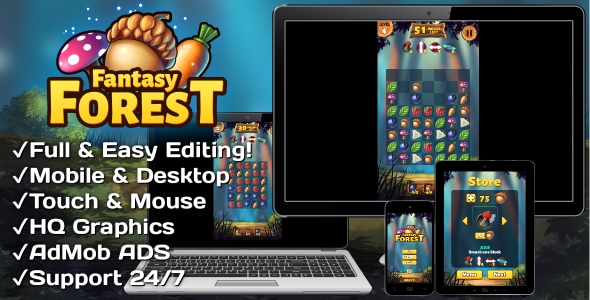 Floresta de Fantasia – HTML5 + Mobile Game (Construct 3)