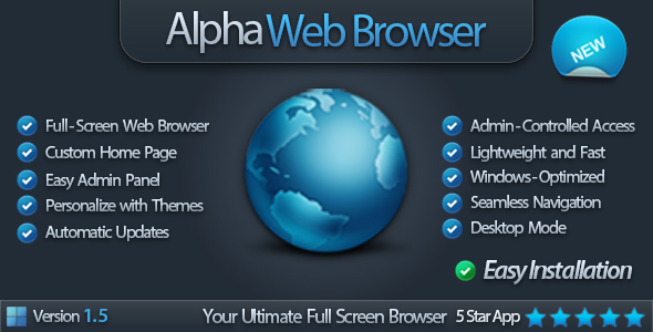 Navegador da web de tela cheia alfa