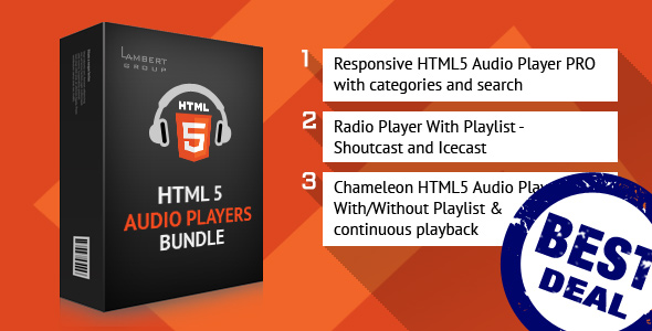 Pacote de players de áudio responsivo HTML5