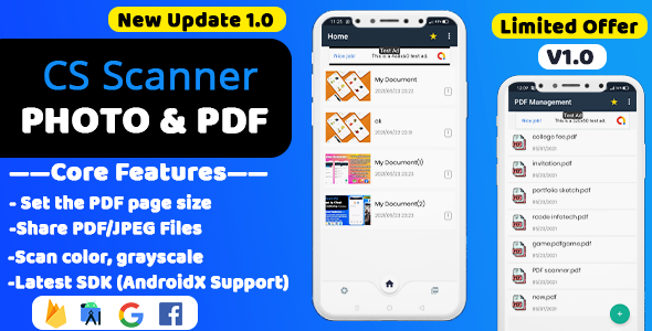 CS Scanner – Scanner de documentos e PNG para PDF Scanner App Camscanner Cone