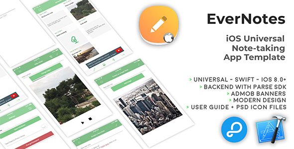 Evernotes | Modelo de aplicativo universal de notensal iOS (Swift)
