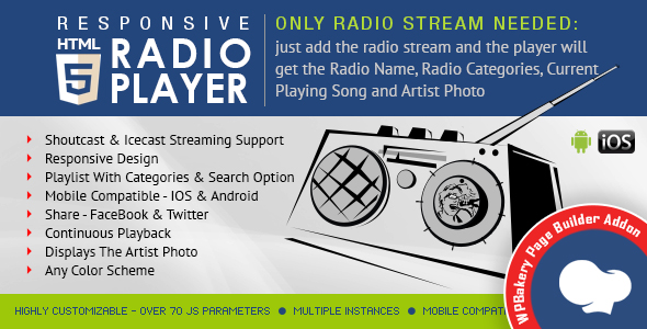 HTML5 Radio Player – WPBakery Page Builder Addon