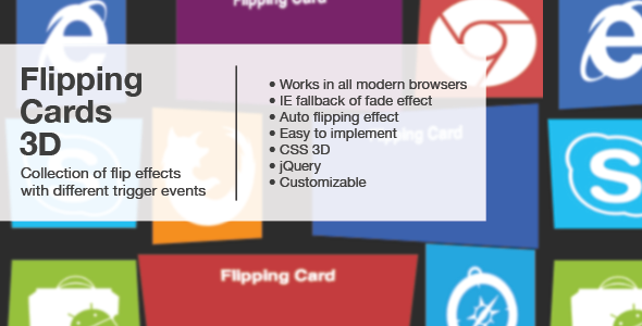Cartões de inversão 3D com jQuery/css3